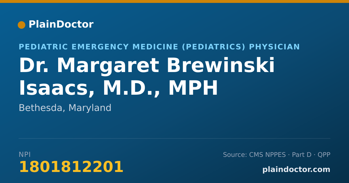 Shareable card for Margaret Brewinski Isaacs, M.D., MPH - Pediatric Emergency Medicine (Pediatrics) Physician, Bethesda, MD