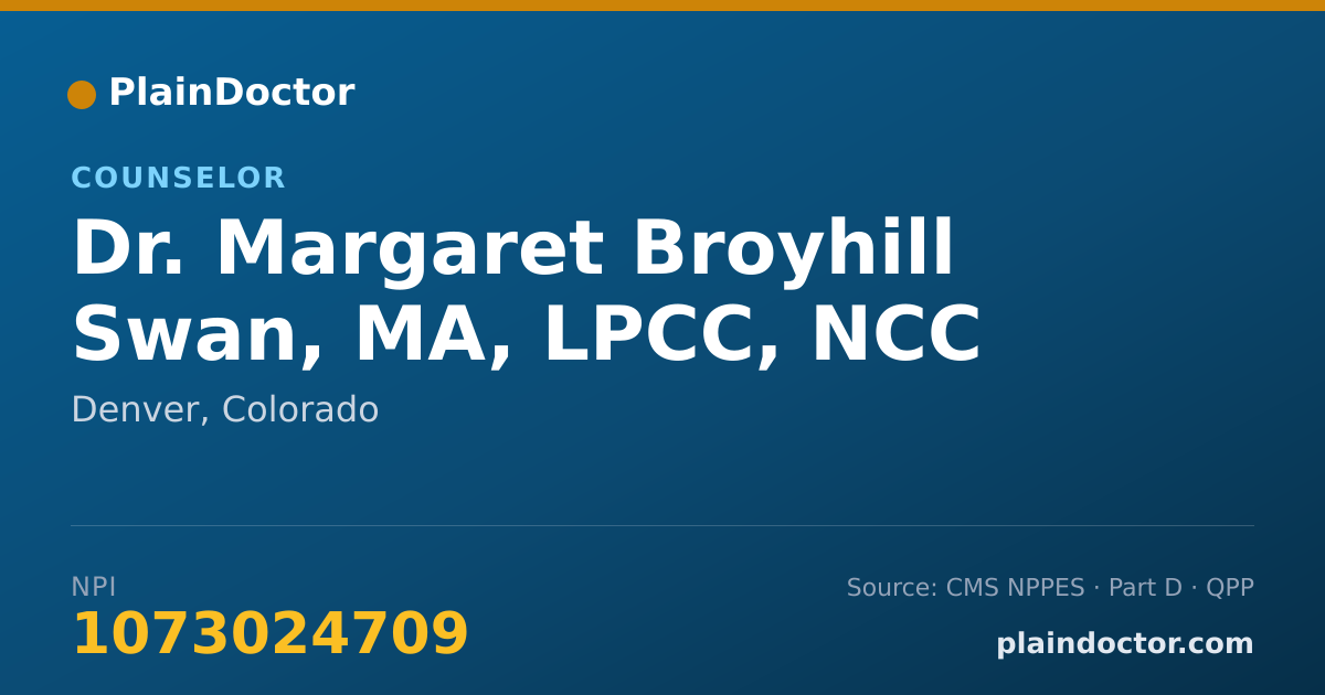Shareable card for Margaret Broyhill Swan, MA, LPCC, NCC - Counselor, Denver, CO