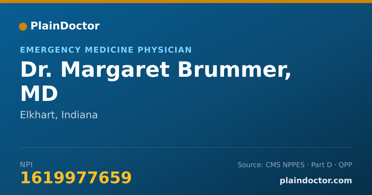 Shareable card for Margaret Brummer, MD - Emergency Medicine Physician, Elkhart, IN