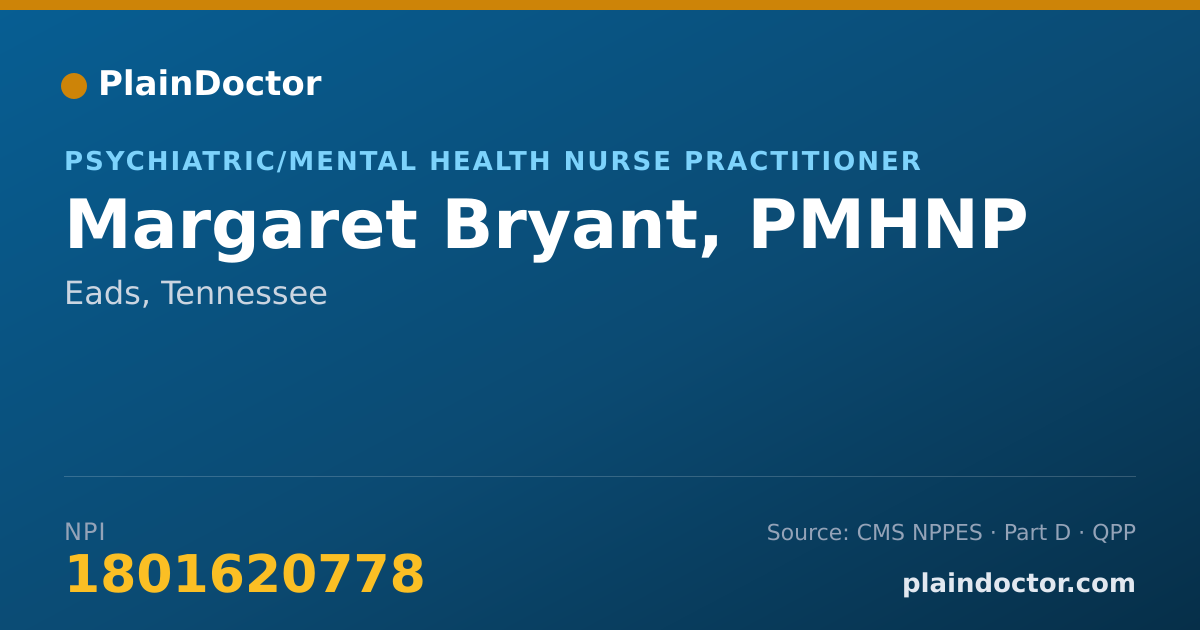 Shareable card for Margaret Bryant, PMHNP - Psychiatric/Mental Health Nurse Practitioner, Eads, TN