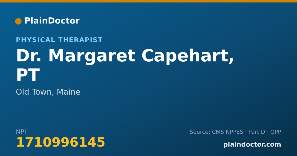 Shareable card for Margaret Capehart, PT - Physical Therapist, Old Town, ME