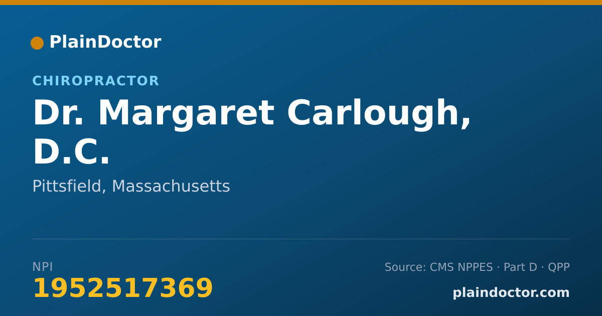 Shareable card for Margaret Carlough, D.C. - Chiropractor, Pittsfield, MA