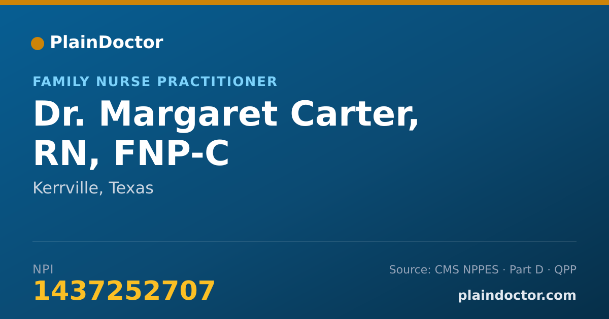 Shareable card for Margaret Carter, RN, FNP-C - Family Nurse Practitioner, Kerrville, TX