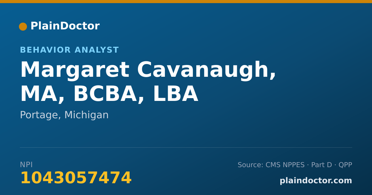 Shareable card for Margaret Cavanaugh, MA, BCBA, LBA - Behavior Analyst, Portage, MI