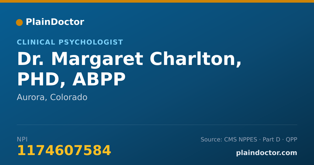 Shareable card for Margaret Charlton, PHD, ABPP - Clinical Psychologist, Aurora, CO
