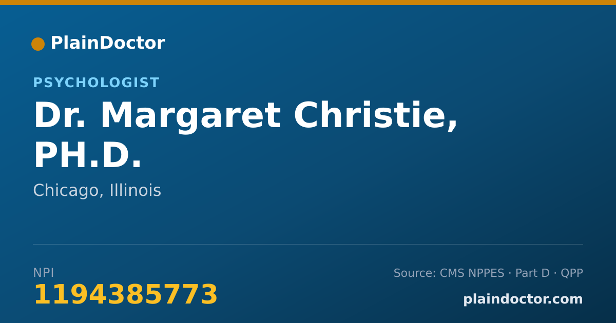 Shareable card for Margaret Christie, PH.D. - Psychologist, Chicago, IL