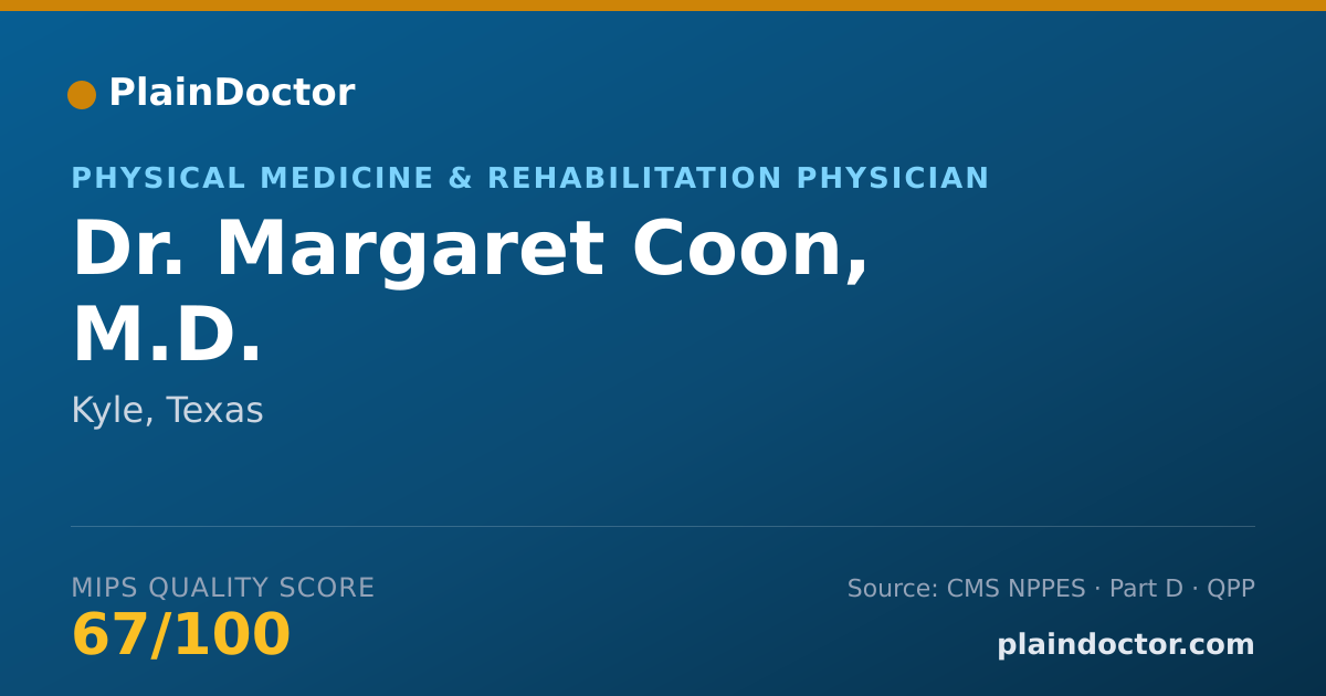 Shareable card for Margaret Coon, M.D. - Physical Medicine & Rehabilitation Physician, Kyle, TX