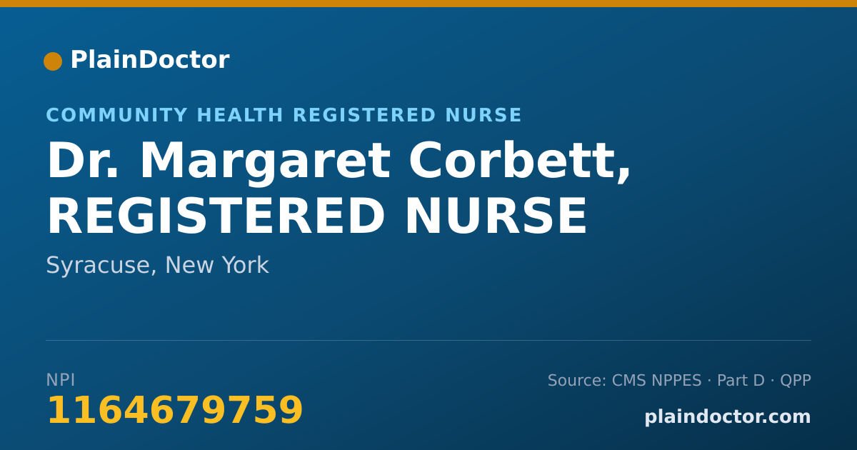 Shareable card for Margaret Corbett, REGISTERED NURSE - Community Health Registered Nurse, Syracuse, NY