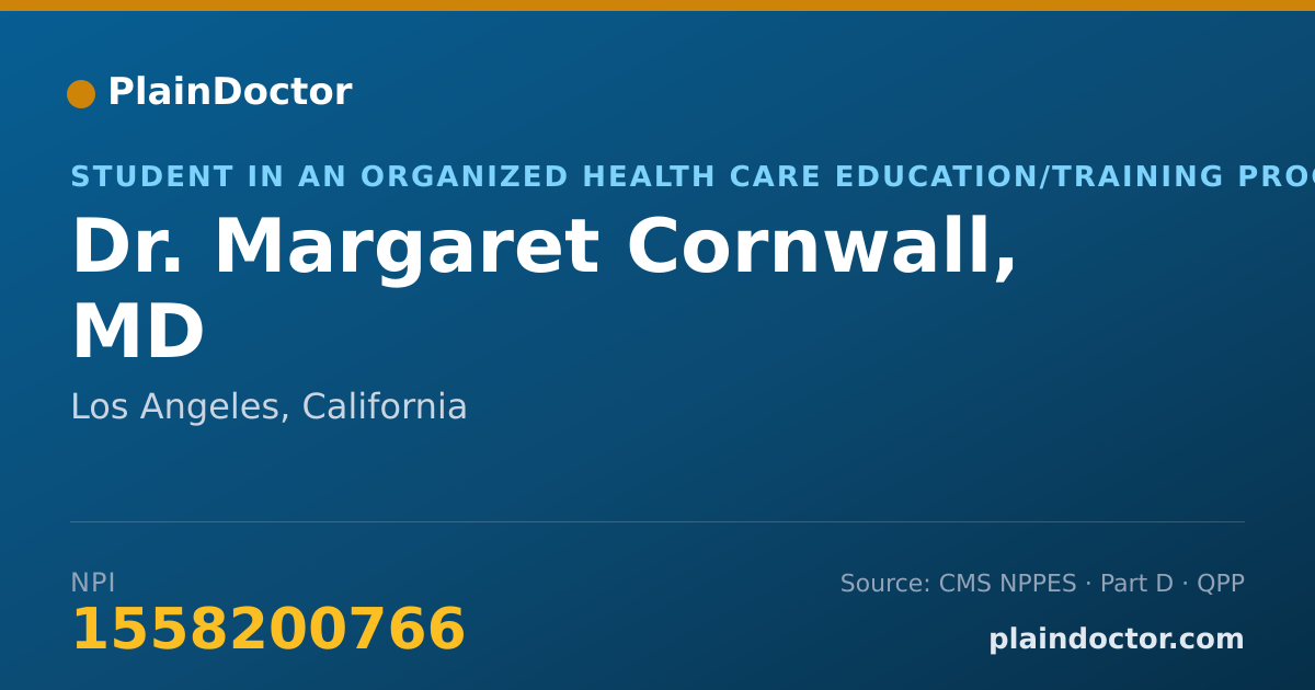 Shareable card for Margaret Cornwall, MD - Student in an Organized Health Care Education/Training Program, Los Angeles, CA