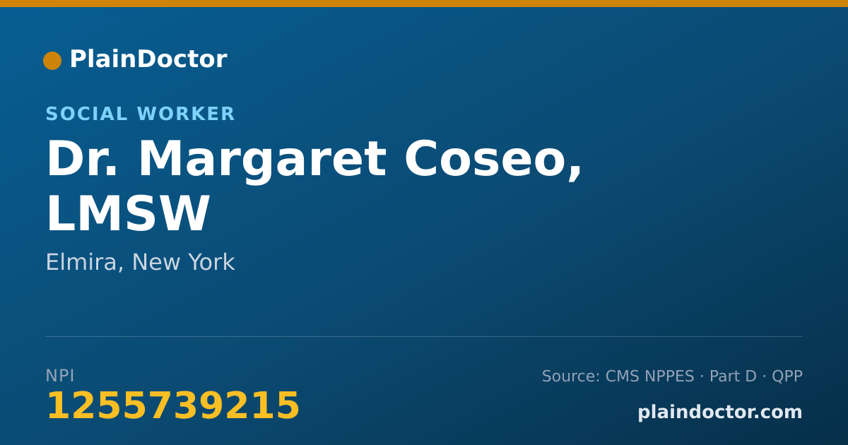 Shareable card for Margaret Coseo, LMSW - Social Worker, Elmira, NY