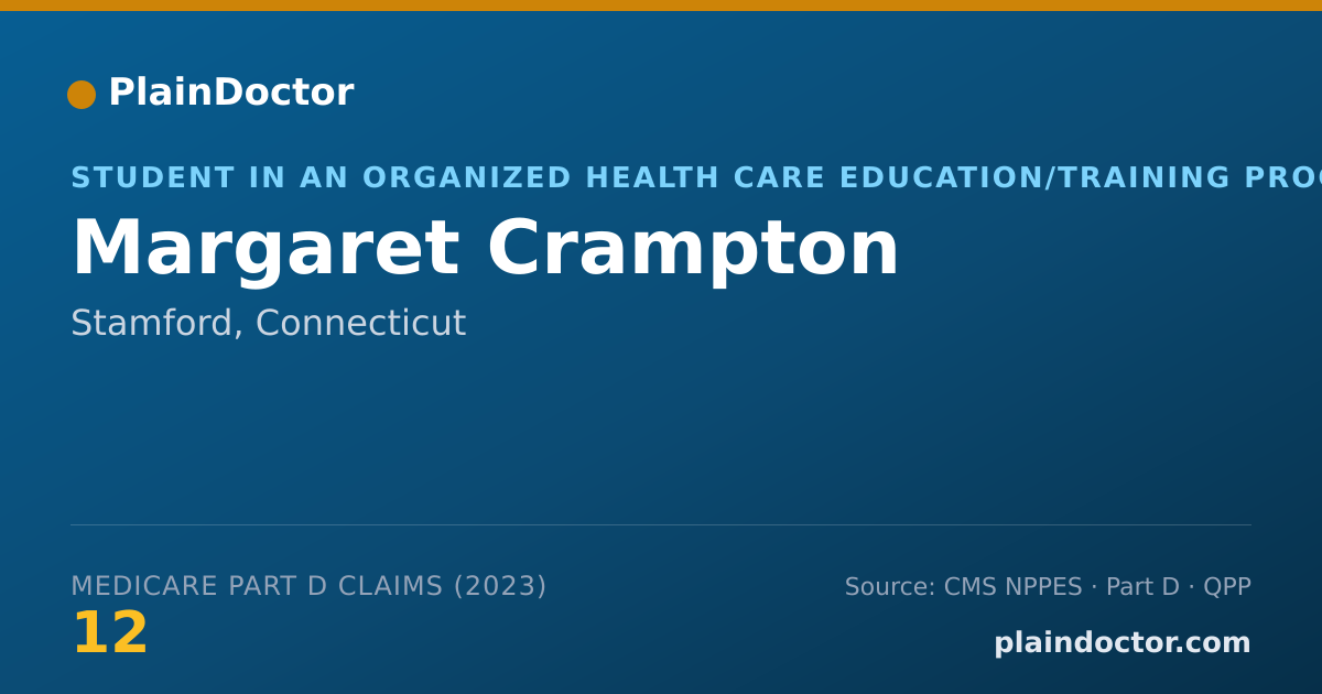 Shareable card for Margaret Crampton - Student in an Organized Health Care Education/Training Program, Stamford, CT