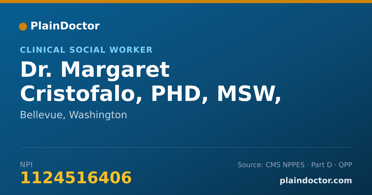 Shareable card for Margaret Cristofalo, PHD, MSW, LICSW - Clinical Social Worker, Bellevue, WA