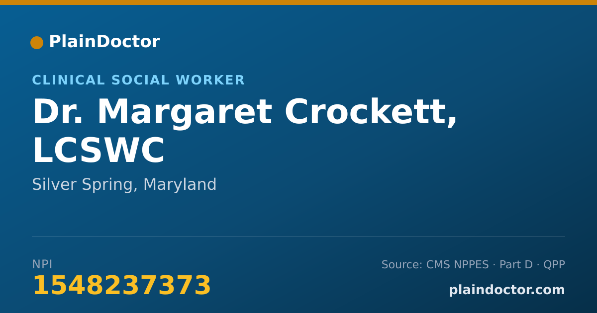 Shareable card for Margaret Crockett, LCSWC - Clinical Social Worker, Silver Spring, MD