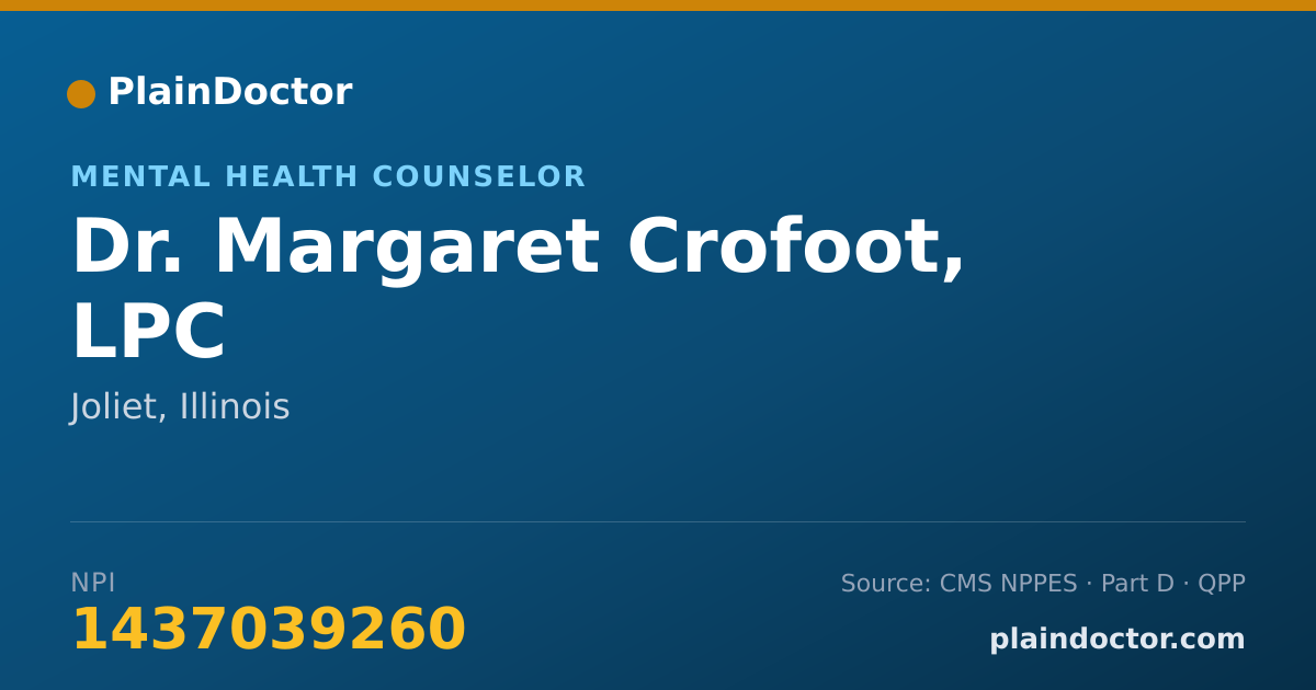 Shareable card for Margaret Crofoot, LPC - Mental Health Counselor, Joliet, IL