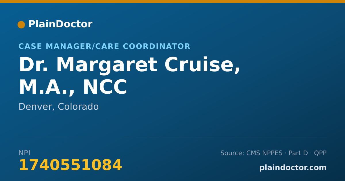 Shareable card for Margaret Cruise, M.A., NCC - Case Manager/Care Coordinator, Denver, CO