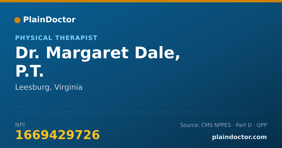 Shareable card for Margaret Dale, P.T. - Physical Therapist, Leesburg, VA