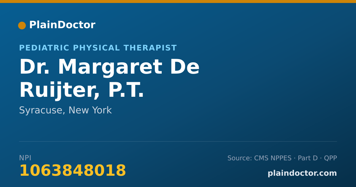 Shareable card for Margaret De Ruijter, P.T. - Pediatric Physical Therapist, Syracuse, NY
