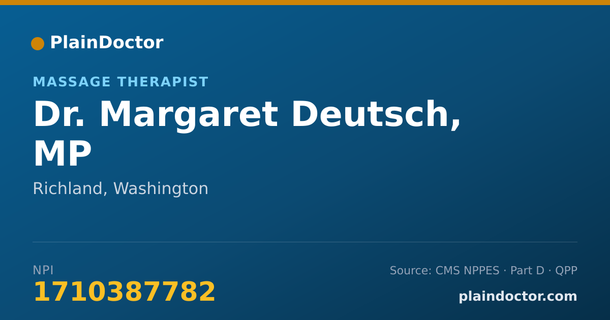Shareable card for Margaret Deutsch, MP - Massage Therapist, Richland, WA