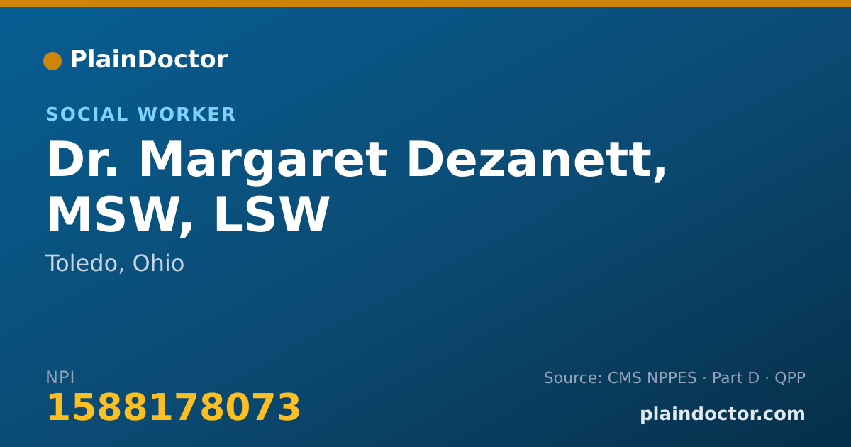 Shareable card for Margaret Dezanett, MSW, LSW - Social Worker, Toledo, OH