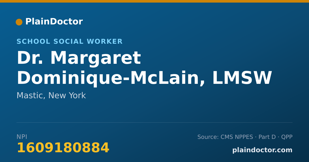 Shareable card for Margaret Dominique-McLain, LMSW - School Social Worker, Mastic, NY