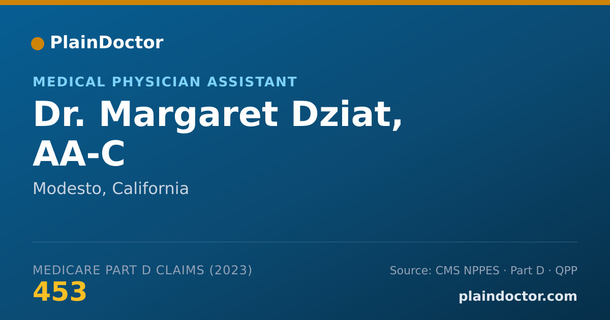 Shareable card for Margaret Dziat, AA-C - Medical Physician Assistant, Modesto, CA