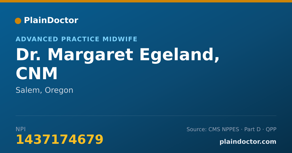 Shareable card for Margaret Egeland, CNM - Advanced Practice Midwife, Salem, OR