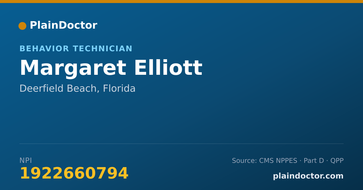Shareable card for Margaret Elliott - Behavior Technician, Deerfield Beach, FL