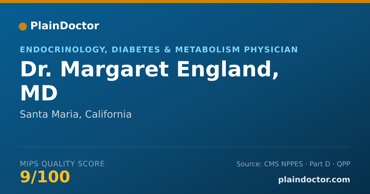 Shareable card for Margaret England, MD - Endocrinology, Diabetes & Metabolism Physician, Santa Maria, CA