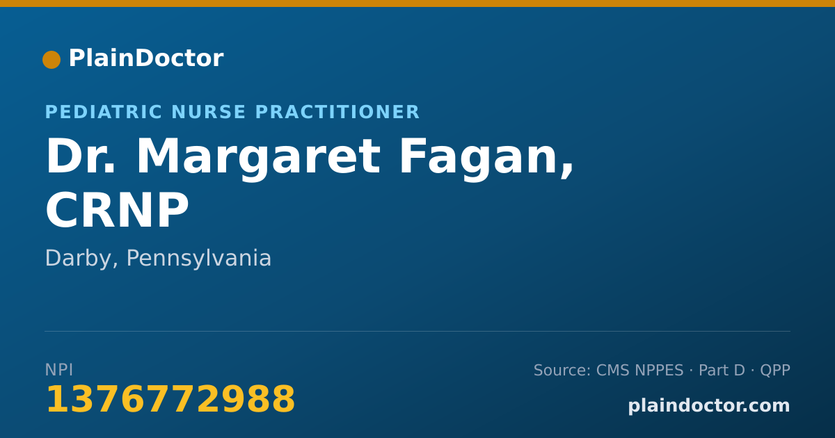 Shareable card for Margaret Fagan, CRNP - Pediatric Nurse Practitioner, Darby, PA