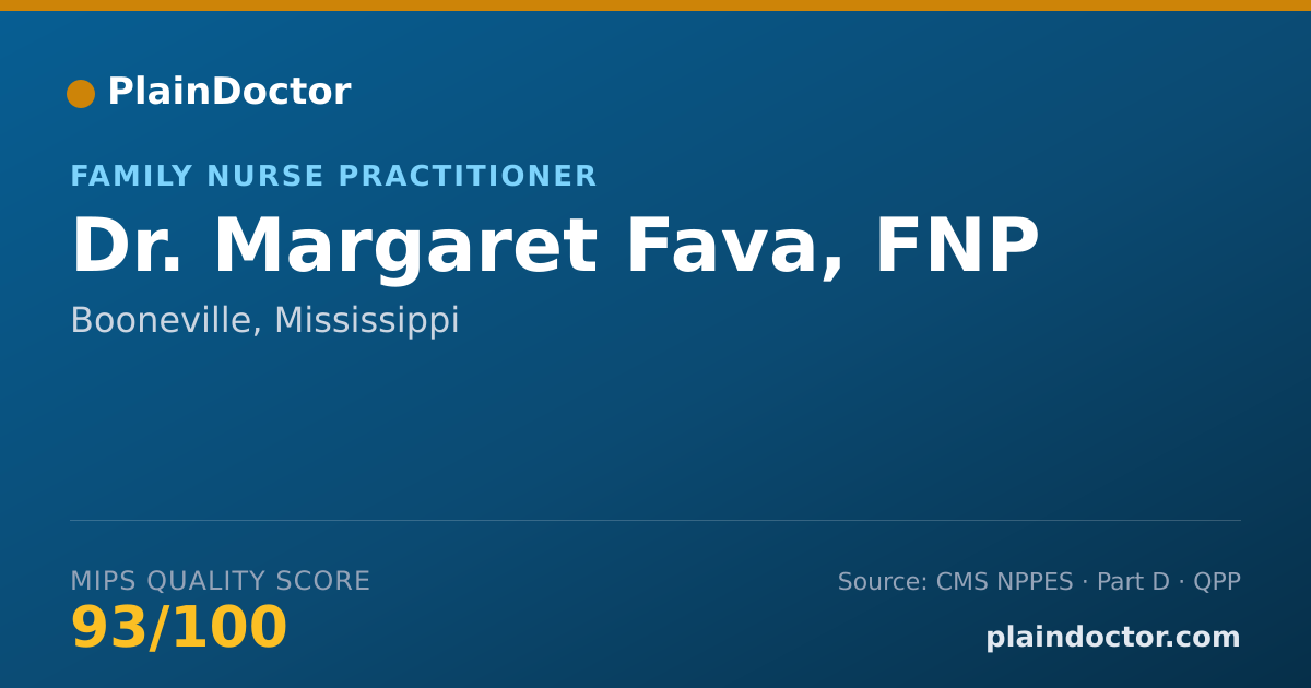 Shareable card for Margaret Fava, FNP - Family Nurse Practitioner, Booneville, MS