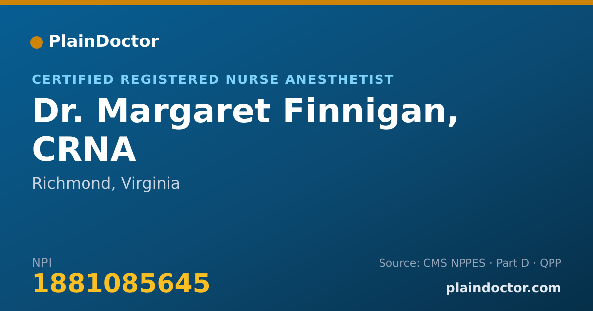 Shareable card for Margaret Finnigan, CRNA - Certified Registered Nurse Anesthetist, Richmond, VA