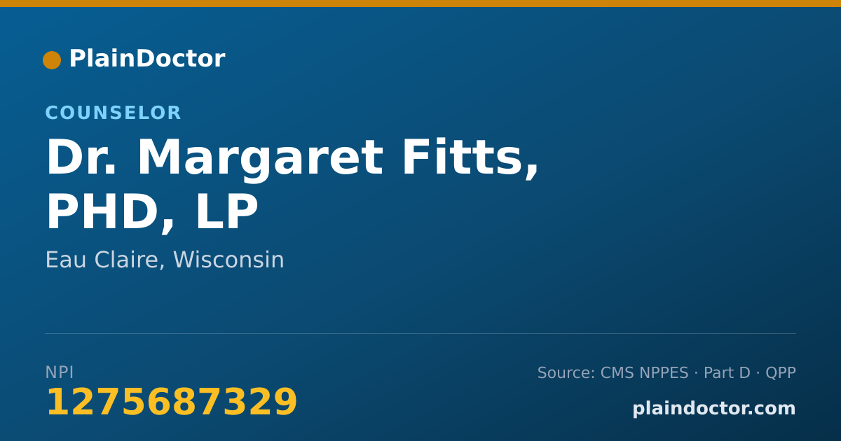 Shareable card for Margaret Fitts, PHD, LP - Counselor, Eau Claire, WI