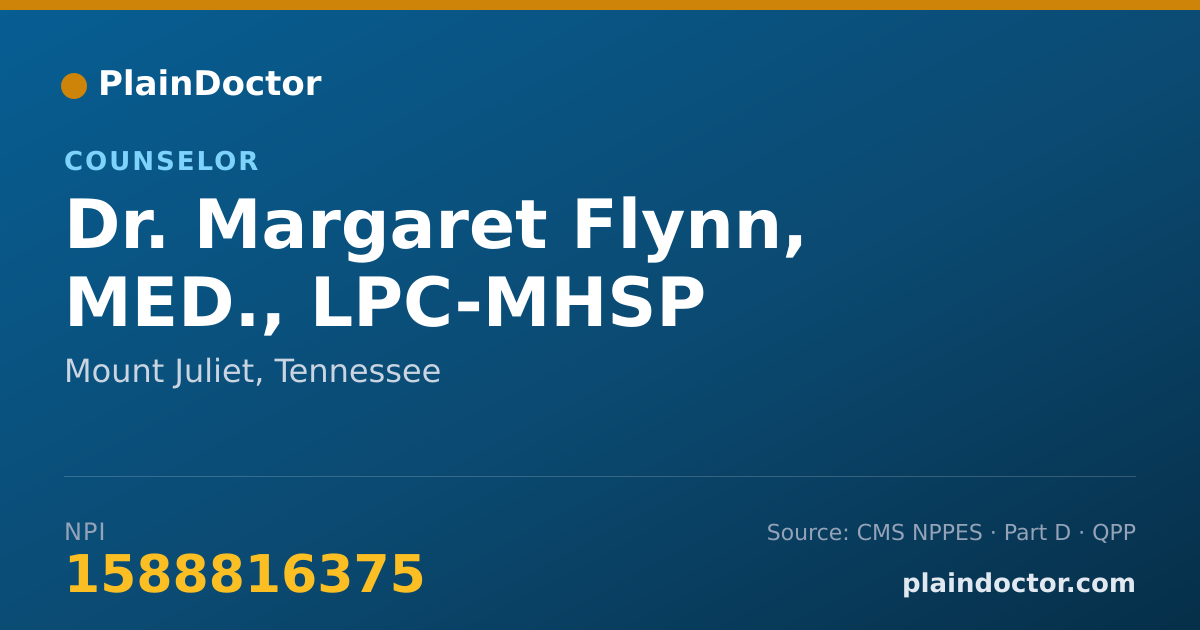 Shareable card for Margaret Flynn, MED., LPC-MHSP - Counselor, Mount Juliet, TN