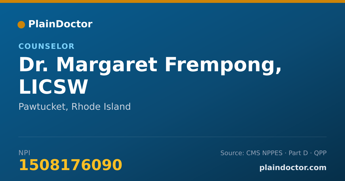 Shareable card for Margaret Frempong, LICSW - Counselor, Pawtucket, RI