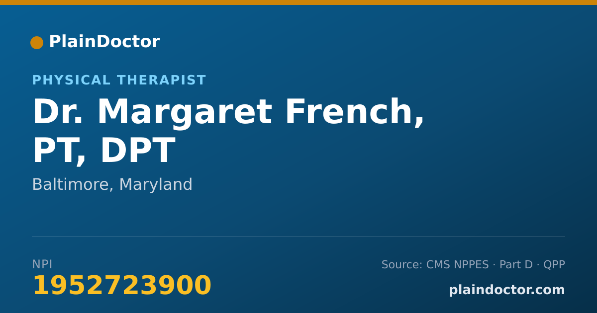 Shareable card for Margaret French, PT, DPT - Physical Therapist, Baltimore, MD