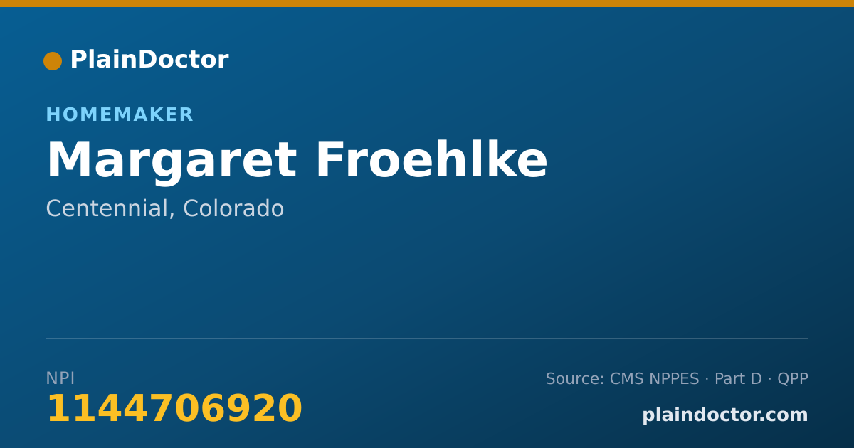Shareable card for Margaret Froehlke - Homemaker, Centennial, CO