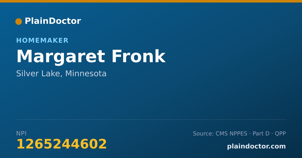 Shareable card for Margaret Fronk - Homemaker, Silver Lake, MN