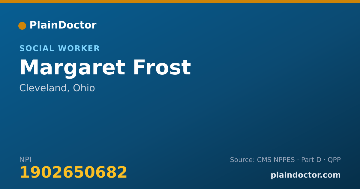 Shareable card for Margaret Frost - Social Worker, Cleveland, OH