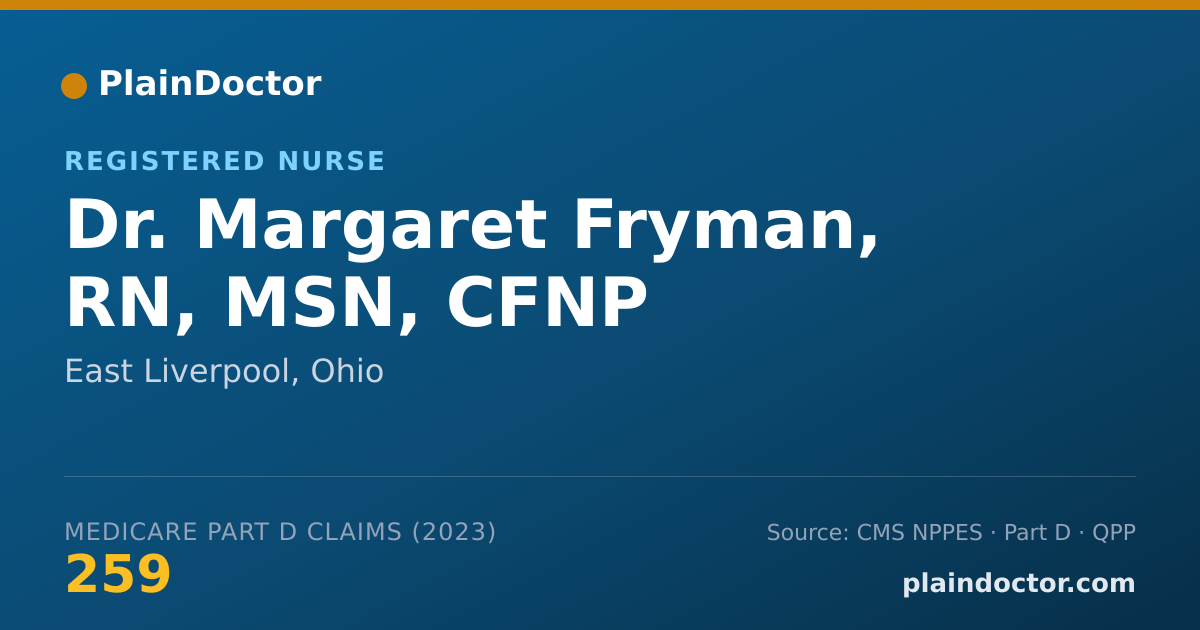 Shareable card for Margaret Fryman, RN, MSN, CFNP - Registered Nurse, East Liverpool, OH