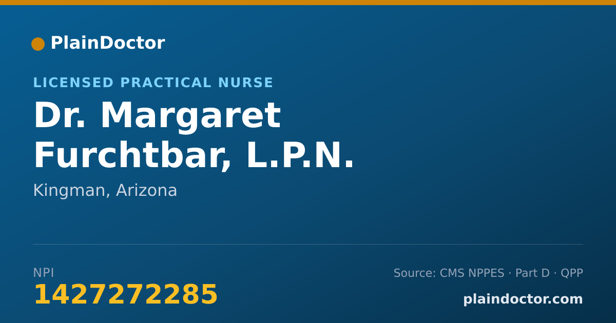 Shareable card for Margaret Furchtbar, L.P.N. - Licensed Practical Nurse, Kingman, AZ