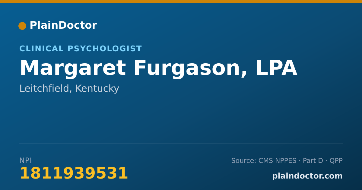 Shareable card for Margaret Furgason, LPA - Clinical Psychologist, Leitchfield, KY