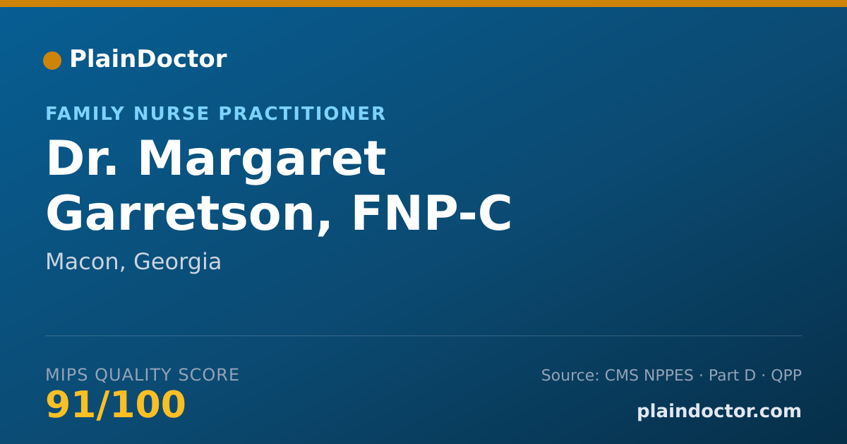 Shareable card for Margaret Garretson, FNP-C - Family Nurse Practitioner, Macon, GA