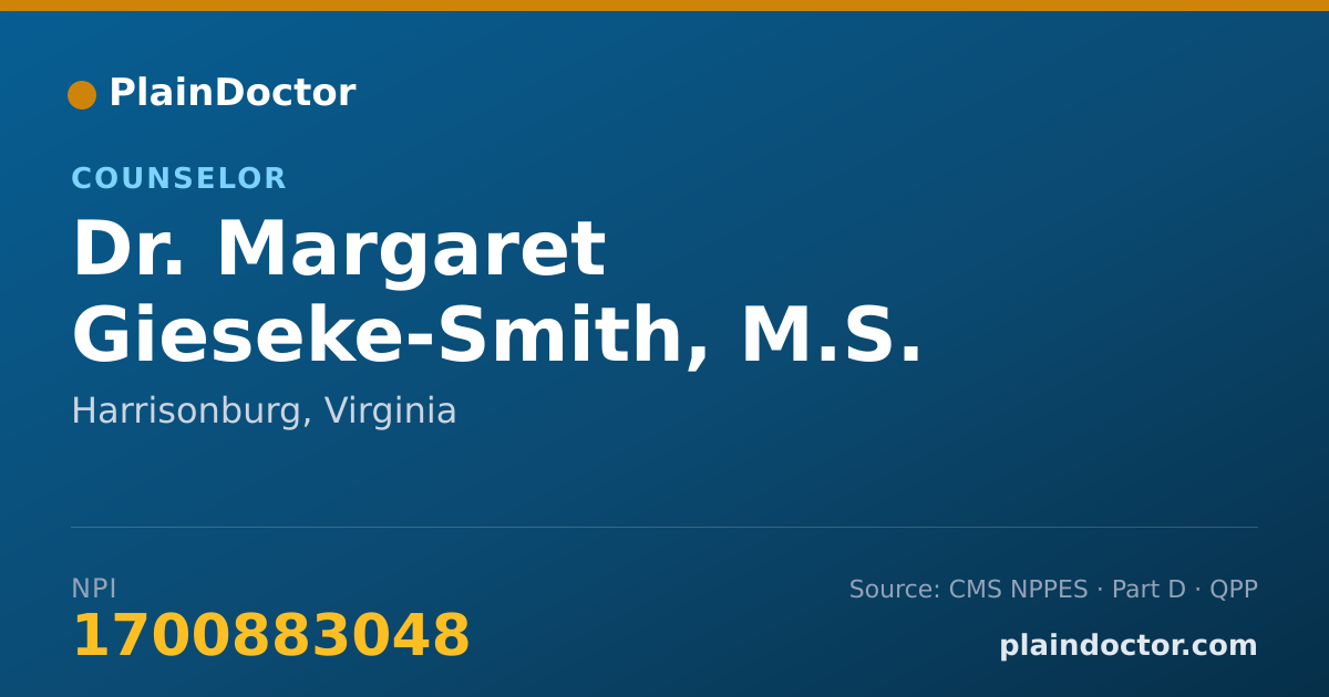 Shareable card for Margaret Gieseke-Smith, M.S. LPC - Counselor, Harrisonburg, VA