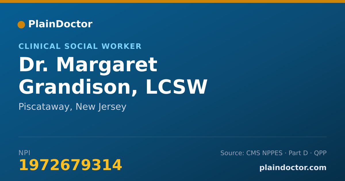 Shareable card for Margaret Grandison, LCSW - Clinical Social Worker, Piscataway, NJ