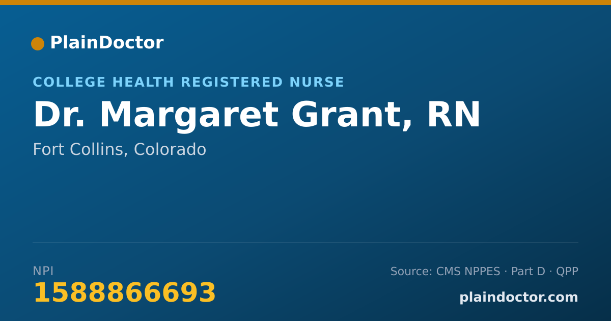 Shareable card for Margaret Grant, RN - College Health Registered Nurse, Fort Collins, CO