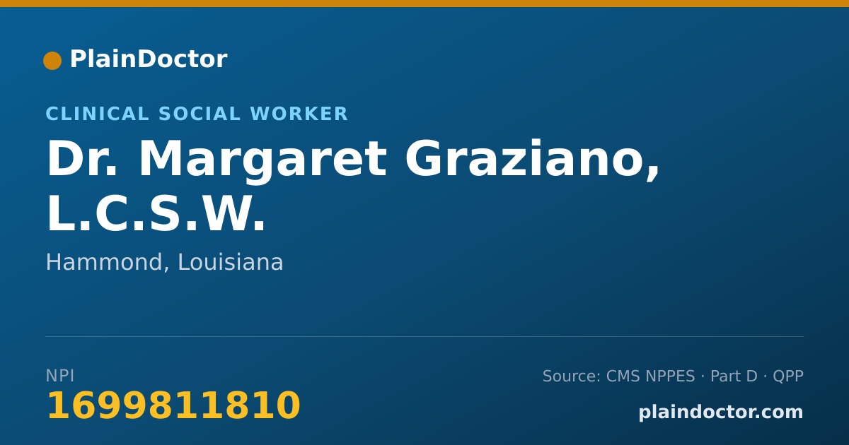 Shareable card for Margaret Graziano, L.C.S.W. - Clinical Social Worker, Hammond, LA
