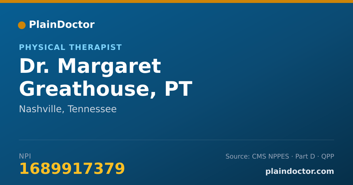 Shareable card for Margaret Greathouse, PT - Physical Therapist, Nashville, TN