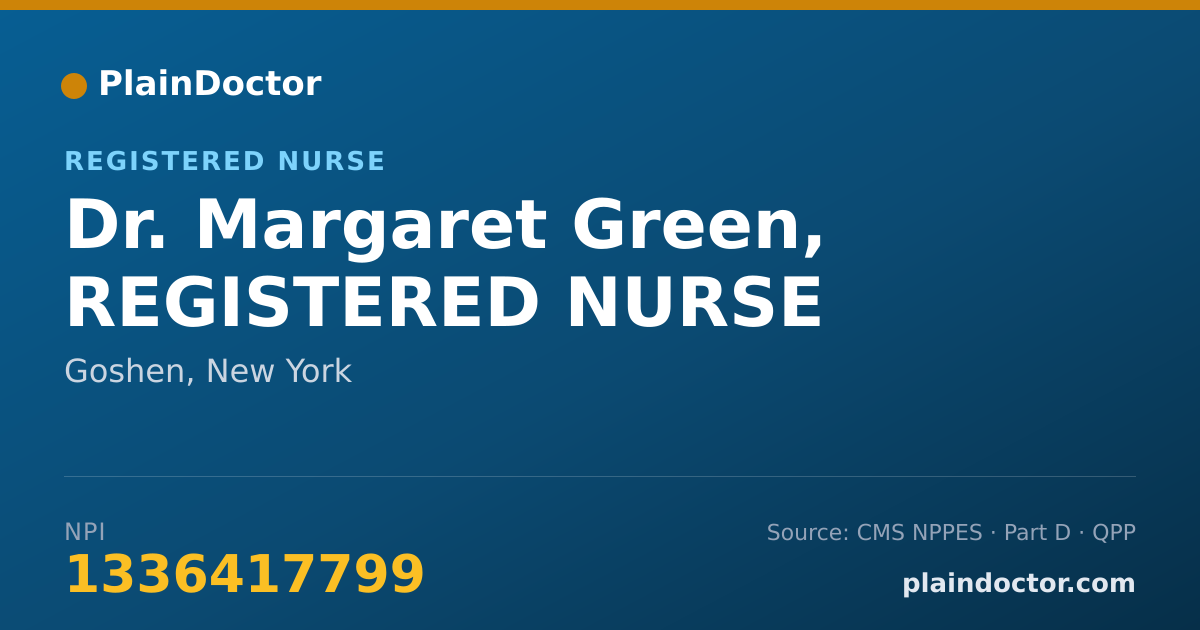 Shareable card for Margaret Green, REGISTERED NURSE - Registered Nurse, Goshen, NY