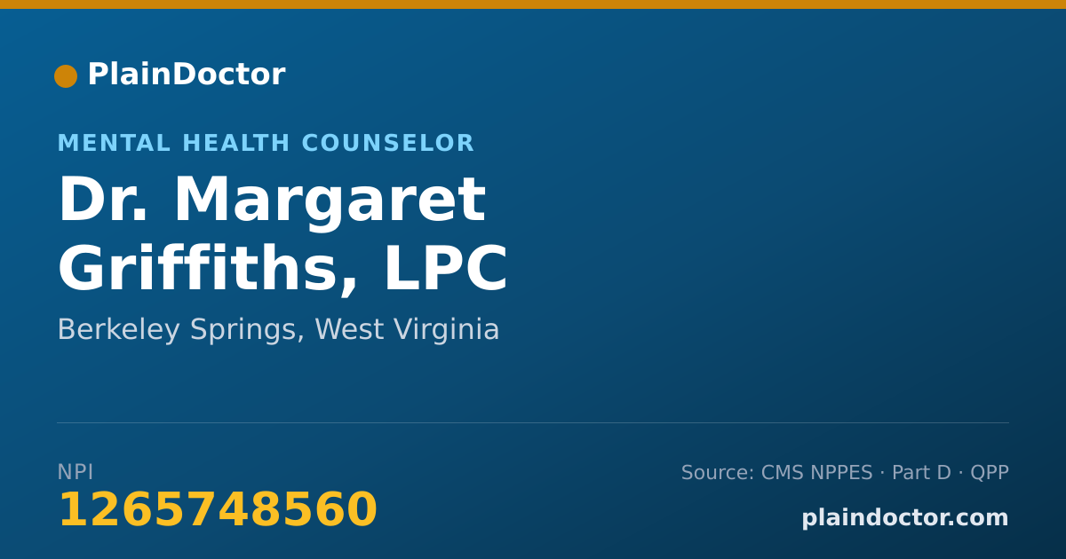 Shareable card for Margaret Griffiths, LPC - Mental Health Counselor, Berkeley Springs, WV