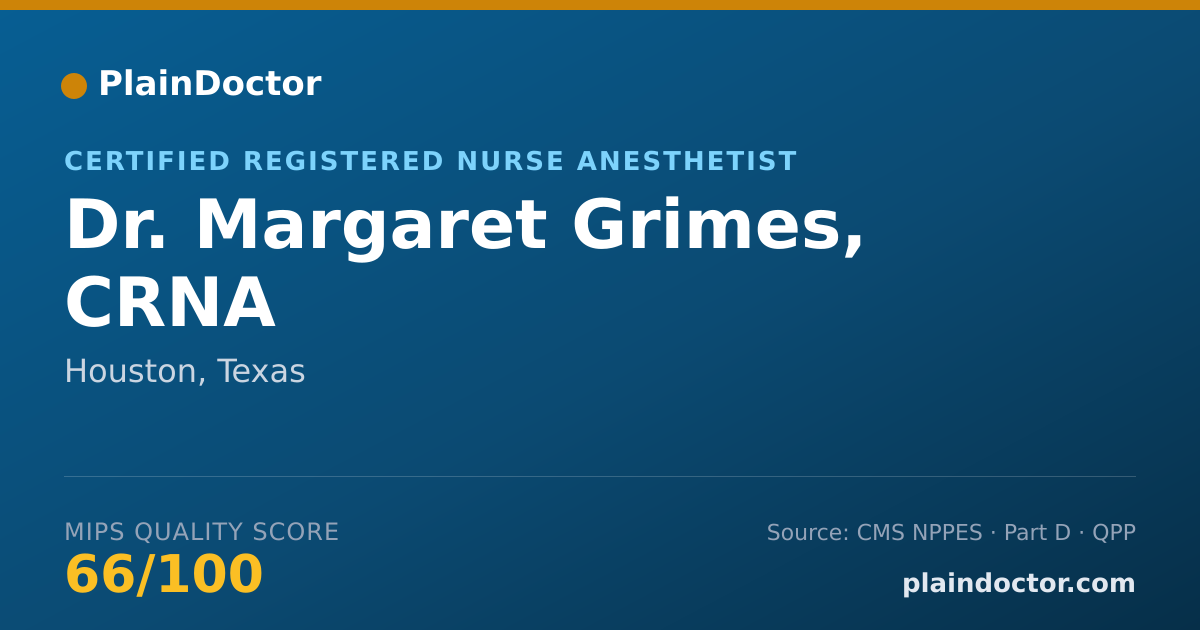 Shareable card for Margaret Grimes, CRNA - Certified Registered Nurse Anesthetist, Houston, TX